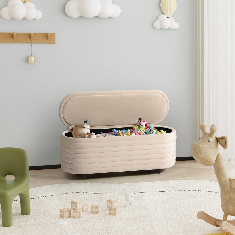 Farrah Velvet Polyester Flip Top Storage Ottoman - 42"