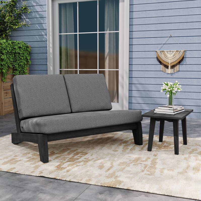 Outdoor Sectional Furniture Teak Conversation Set with Side Table