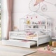 preview thumbnail 1 of 7, Wooden Full House Bed with Twin Trundle, Shelf White