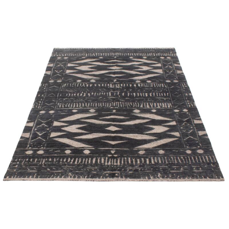 ECARPETGALLERY Hand-knotted Tangier Grey Wool Rug - 6'8 x 9'9