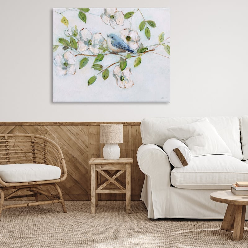 Stupell Bluebird on Dogwood Branch Canvas Wall Art Design By Sally Swatland