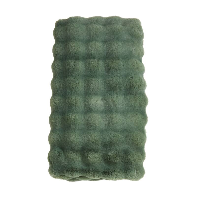 Plush Faux Fur Throw Blanket - Soft Lined Decorative Throw for Couch, Sofa, & Bed, 50"x60" - Jasper Green