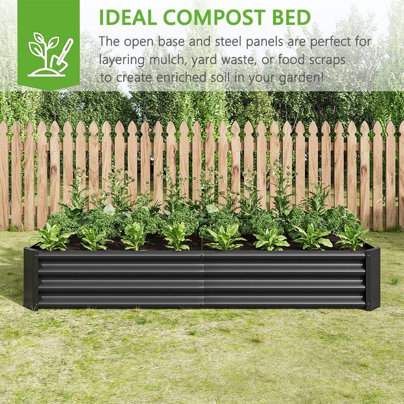 Outdoor Galvanized Metal Raised Garden Bed Kit - 6 x 3 x 1 ft