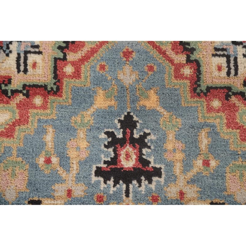 Light Blue Traditional Heriz-Serapi Foyer Rug Hand-Knotted Wool Carpet - 3'1"x 5'0"