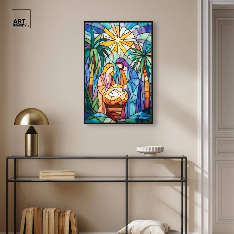 Holy Family Framed in Glass Canvas by Art Remedy