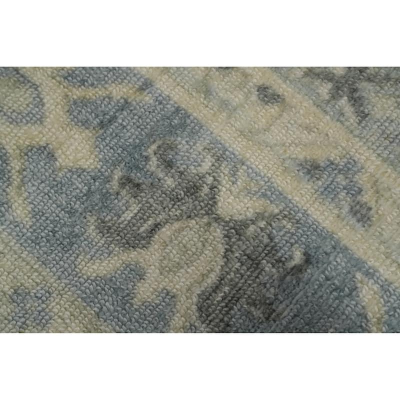 Hand-knotted Transitional Silk Carpet Grey Oushak Rug Geometric Oriental Area Rug - 9' 9'' X 6' 6''