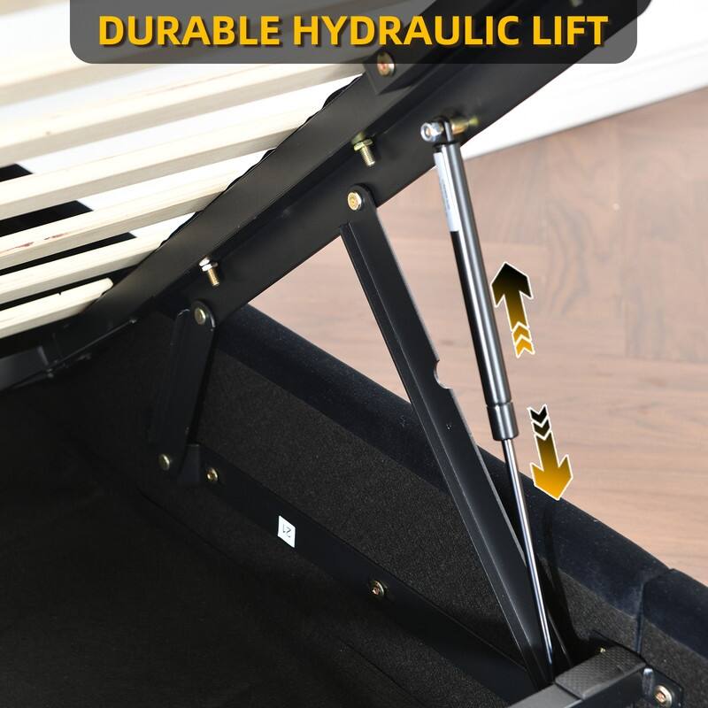 Modern Minimalist Upholstered Storage Bed with Lift-Up Platform