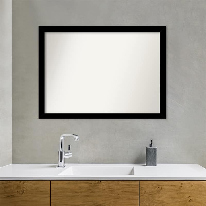 Basic Narrow Non-Beveled Wood Framed Bathroom Vanity Wall Mirror