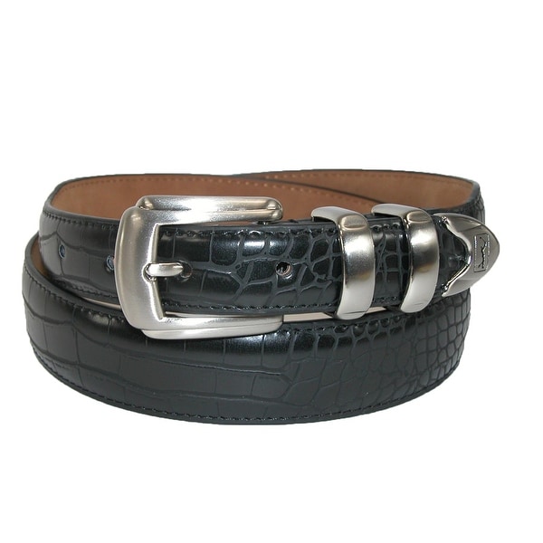 PGA TOUR Men's Croc Print 4 Piece Dress Belt with Tapered End