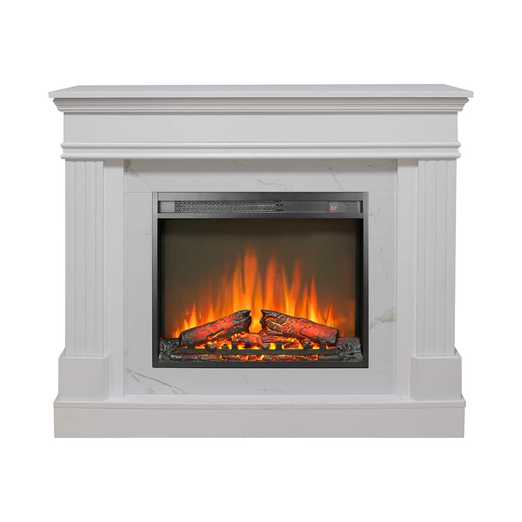 44" Electric Fireplace with Mantel,23" Fireplace Insert Heater, Realistic Log and Flame Effect, Remote Control, Timer