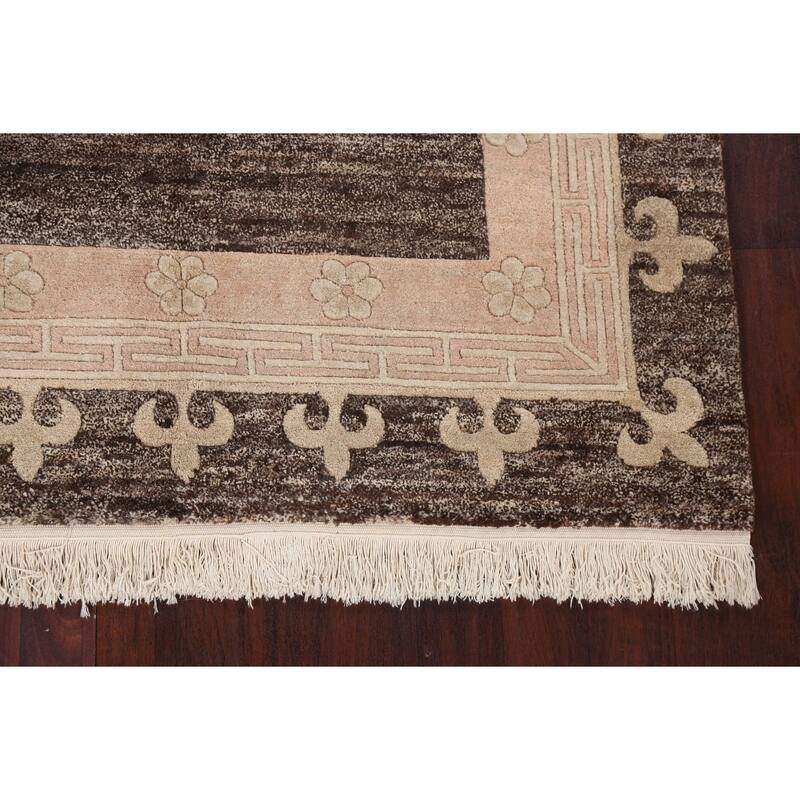 Geometric Vegetable Dye Nepalese Oriental Wool Area Rug Hand-knotted - 5'7" x 7'9"