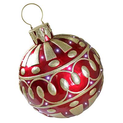 Design Toscano LED Illuminated Christmas Ornament Statue - Red/Gold