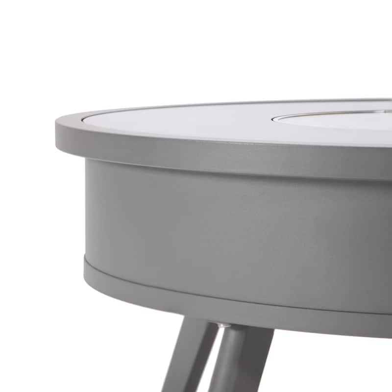 Leisuremod Walbrooke Modern Outdoor Patio Round Fire Pit Table for Porch Backyard Deck - 29