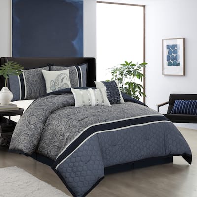 Nanshing Frances 7 Piece Paisley Jacquard Comforter Set