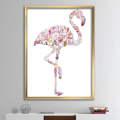Designart "Flamingo Composition of Flamingo" Cottage Framed Art Print