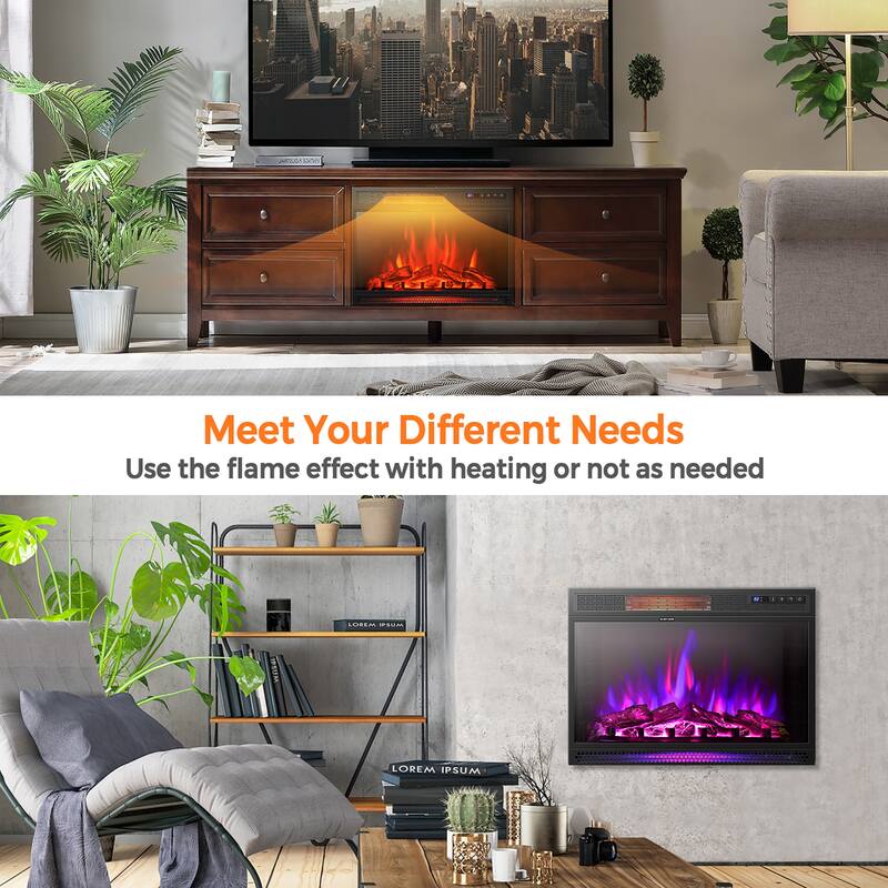 Costway 28'' Electric Fireplace Freestanding & Recessed Heater Log - See details