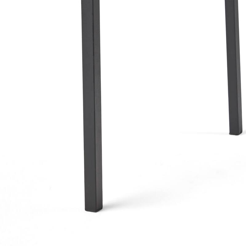 Roomfitters Set of 2 Modern Industrial Outdoor Dining Chairs, Acacia Wood and Powder-Coated Metal, Grey