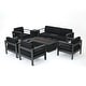 preview thumbnail 3 of 26, Cape Coral Aluminum 7-piece Sofa Chat Set with Fire Pit by Christopher Knight Home