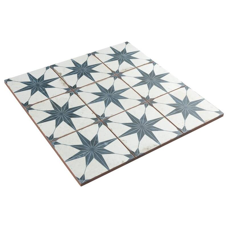 Merola Tile Harmonia Kings Star Blue 13" x 13" Ceramic Floor and Wall Tile