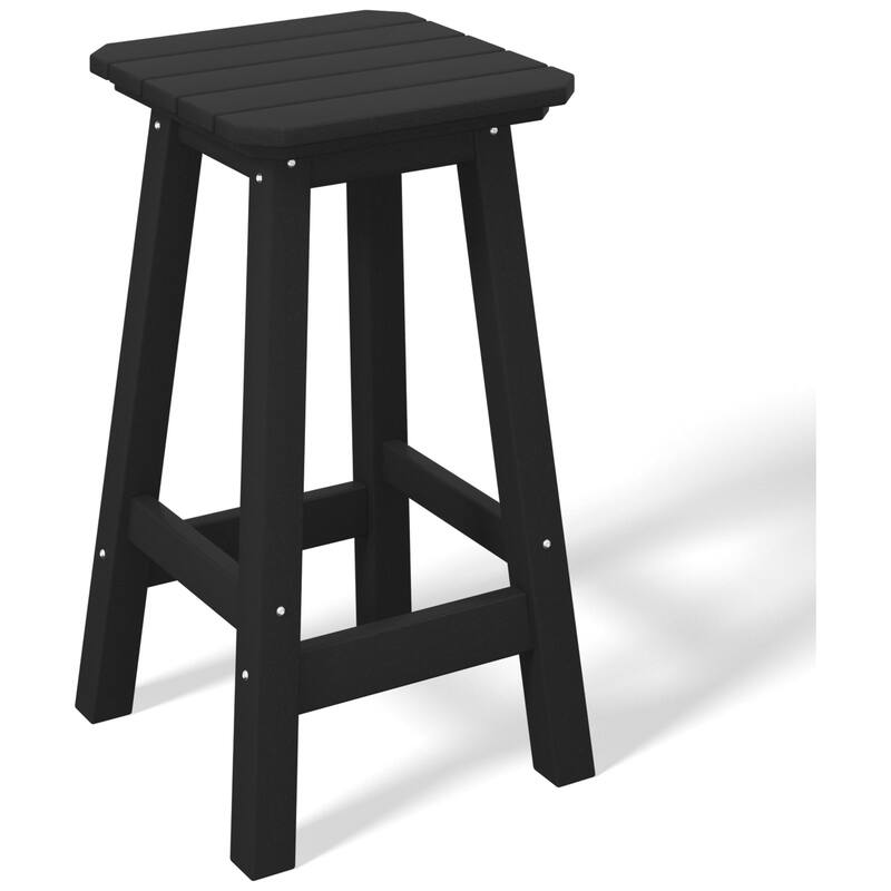 Laguna Hdpe All Weather Outdoor Patio 24" Square Counter Stool - Black