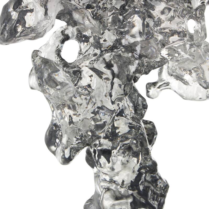 Glass Abstract Handmade Freeform Decorative Sculpture with Clear Square Base - Clear - Roche River Decor