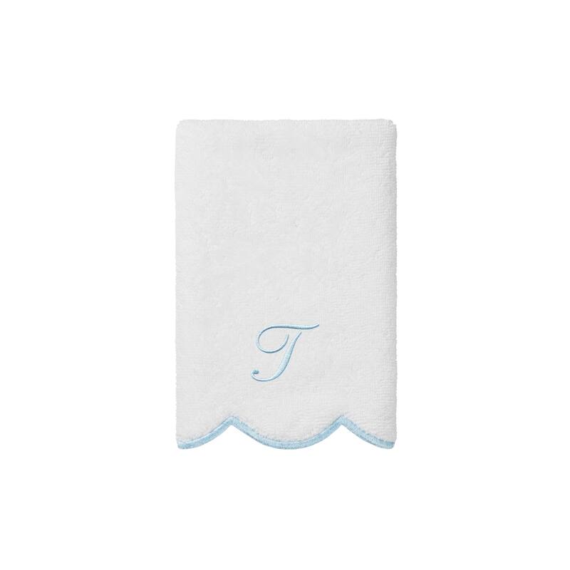 Authentic Hotel and Spa 100% Turkish Cotton Blue ADORNIA Scallop Personalized 3 Piece Towel Set - 3 Piece Set