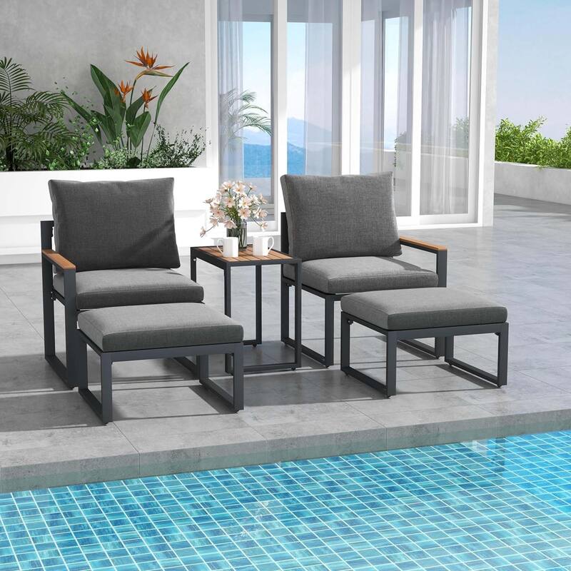 5 PCS Patio Furniture Set Weatherproof Outdoor Conversation Set