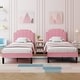 preview thumbnail 1 of 37, Twin Size Bed Frame, Height Adjustable Upholstered Bed, Twin Size Bed Set of 2 Pink