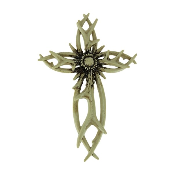 Faux Natural Rustic Deer Antlers Wall Cross - 14 X 9.75 X 0.75 inches