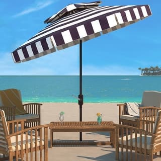 SAFAVIEH Elsa 9ft Outdoor Patio Umbrella, Double Top - UV Resistant, Auto Crank Tilt