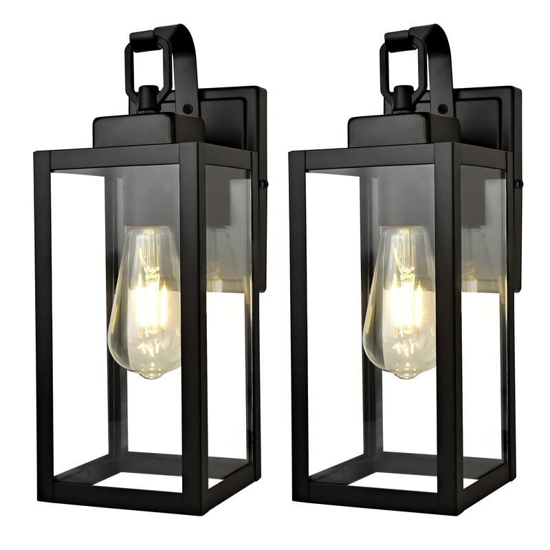 2PK-1 Light Outdoor Matte Black Wall Sconce Lantern - 5"x6.7"x13.78"