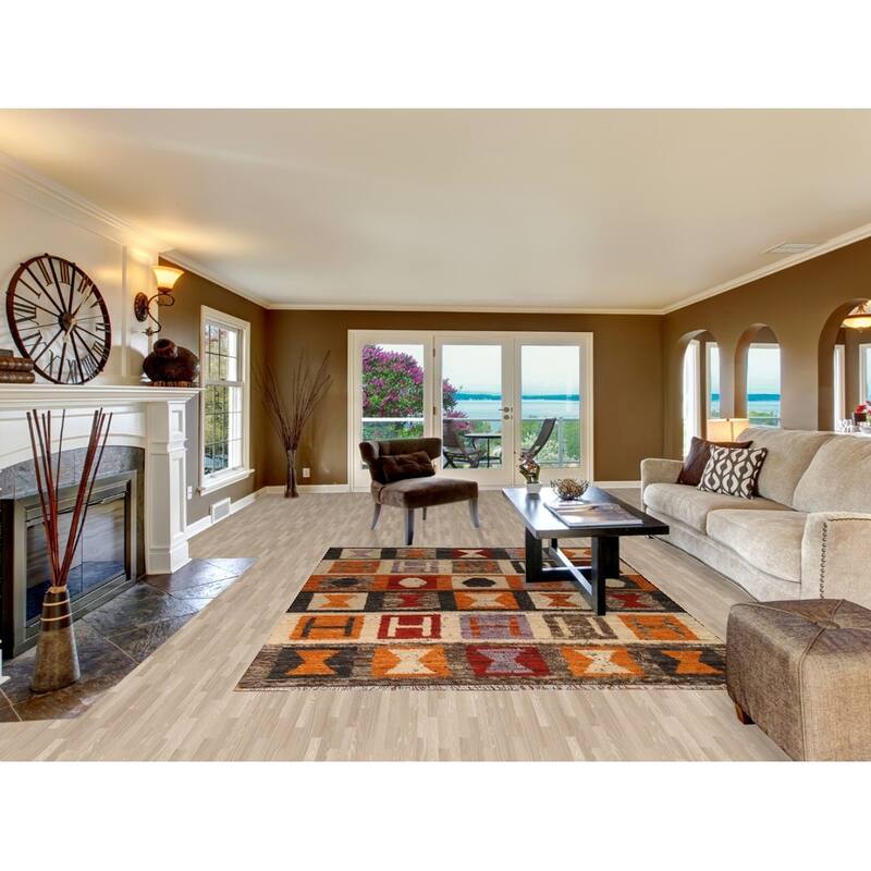 Hand Knotted Oriental 100% Wool Carpet Modern Tribal Multi-Colored Moroccan Area Rug - 9' 7'' X 6' 9''