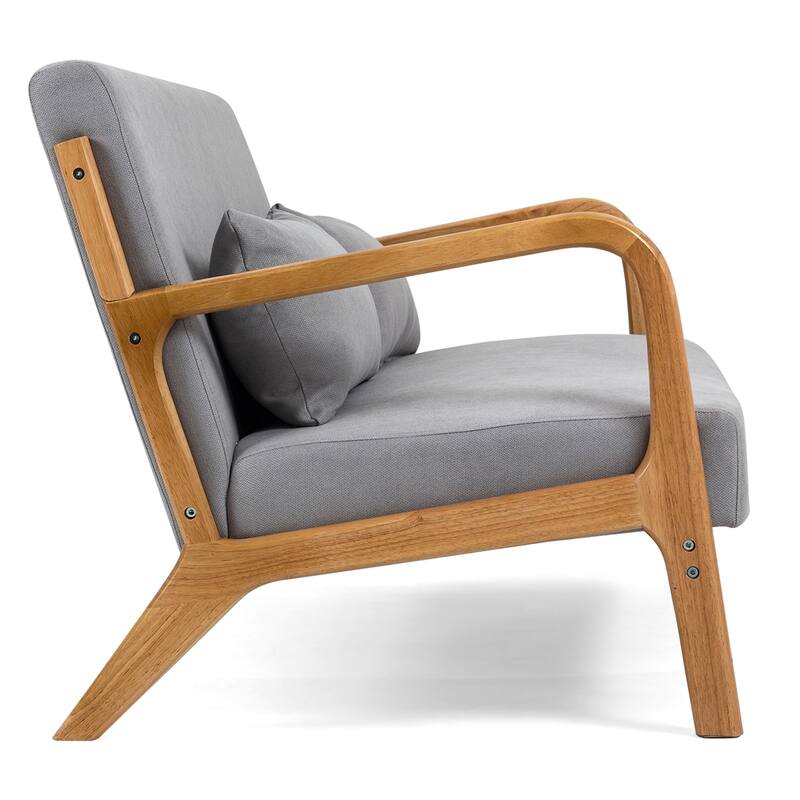 2 Seat Accent Sofa with Solid Wood Armrest and Feet
