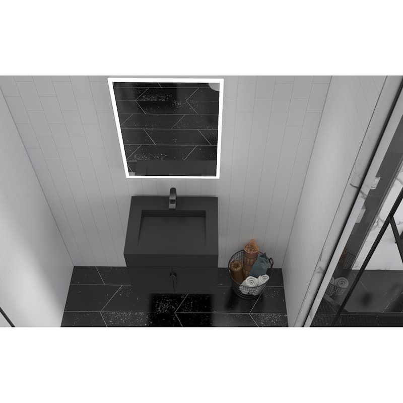 Nile 24-Inch Wall Mounted Bathroom Vanity Set w/ Black Top