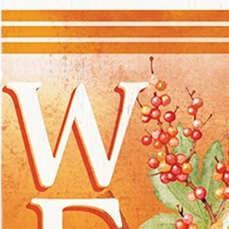 HomeRoots 36" Orange Solid Wood Welcome Leaves Porch Sign