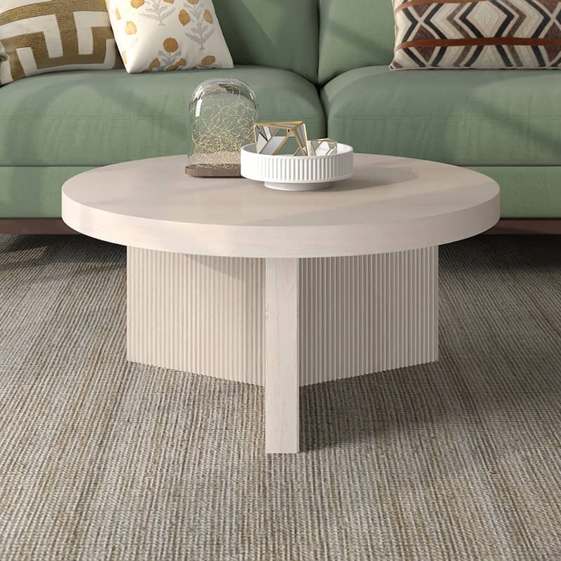 Holm 32" Wide Round Coffee Table - Alder White
