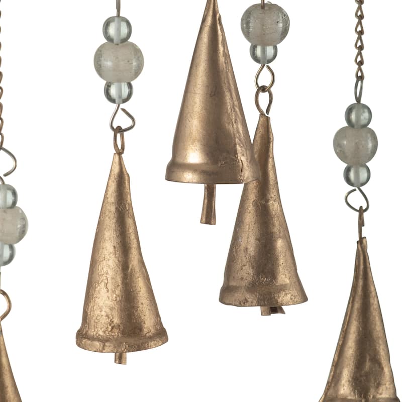 Metal Windchime with Glass Accents and Iron Bells in Butterfly Shape