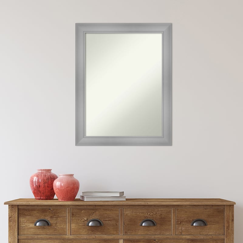 Non-Beveled Bathroom Wall Mirror - Flair Polished Nickel Frame - Bed ...
