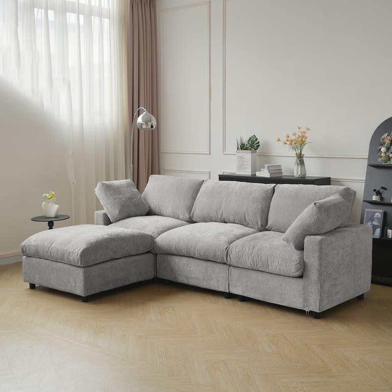 100" L Shape Cloud Modular Couches for Living Room, Modern Convertible Sectional Sofa Couch, Couch Cushion Covers Removable