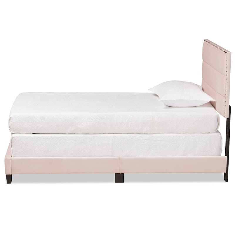 Tamira Contemporary Glam Velvet Fabric Twin Size Panel Bed