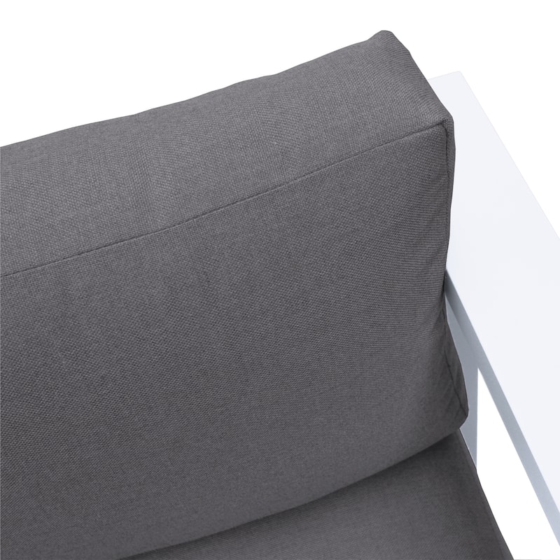 Aelani White Aluminum Outdoor Chair with Dark Gray Cushions