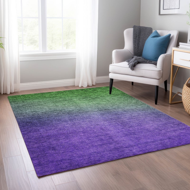 Machine Washable Indoor/ Outdoor Chantille Modern Ombre Rug - Green - 8' x 10'