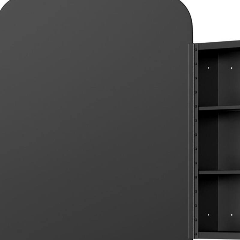 HomeRoots 24" Gold Metal Framed Bathroom Vanity Mirror With Cabinet - 16.00 in. x 24.00 in. x 2.00 in.