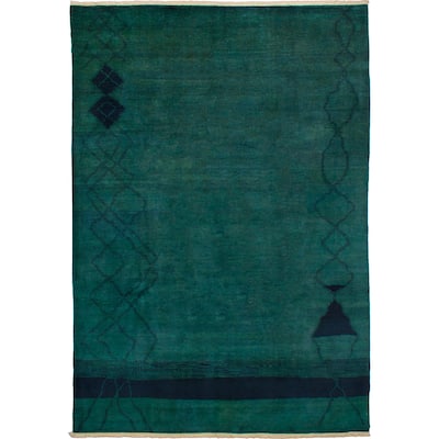 ECARPETGALLERY Hand-knotted Vibrance Teal Wool Rug - 8'7 x 12'1