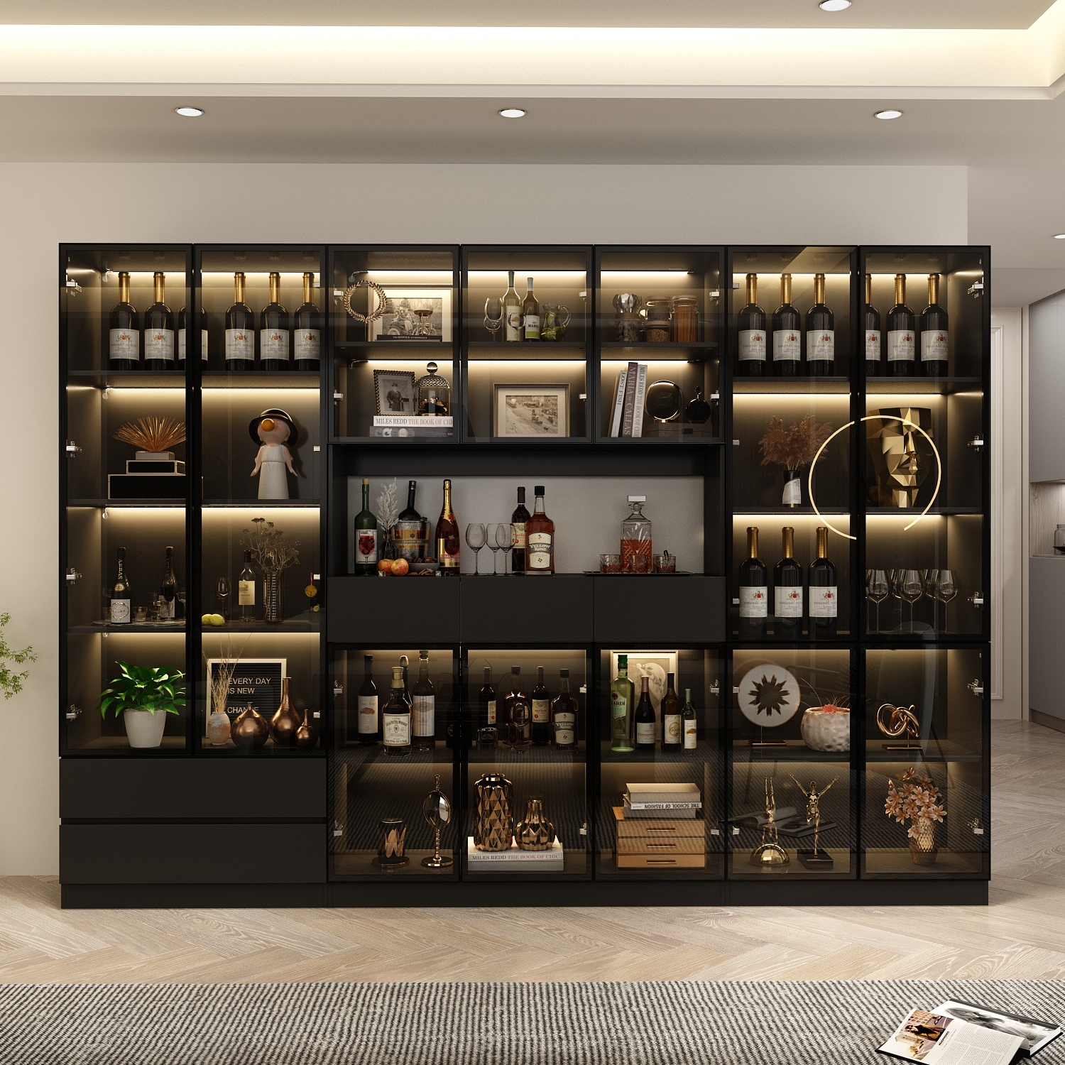 Cabinet bookcase outlet combo