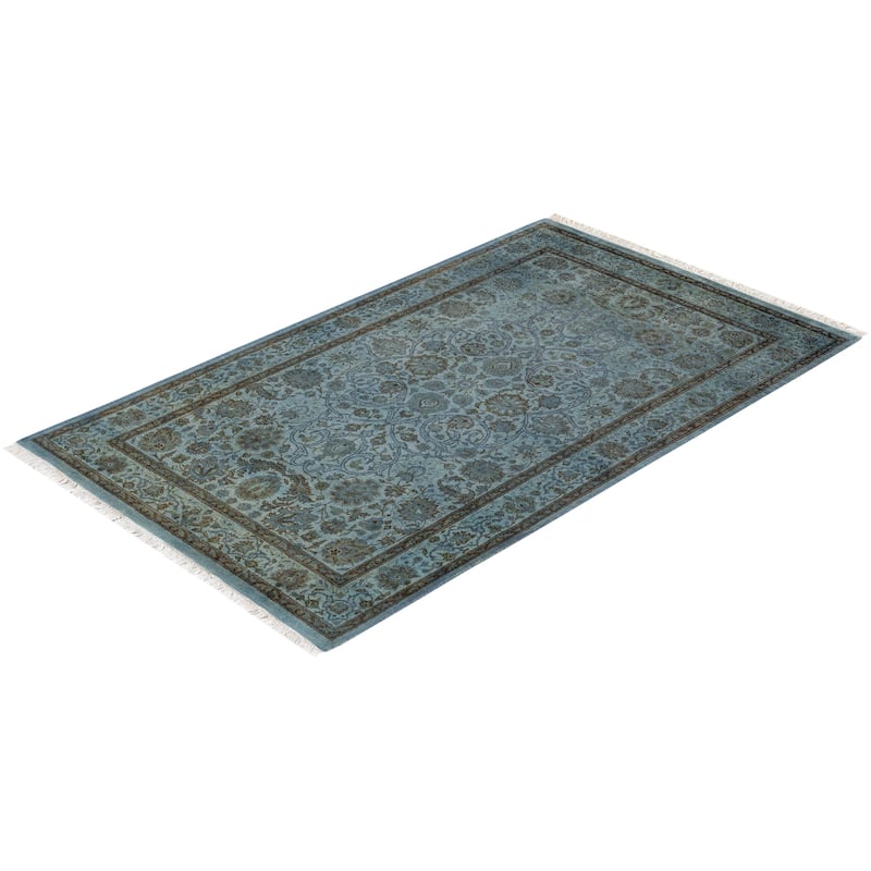 Overton Hand Knotted Wool Vintage Inspired Modern Contemporary Overdyed Gray Area Rug - 3' 2" x 5' 3"