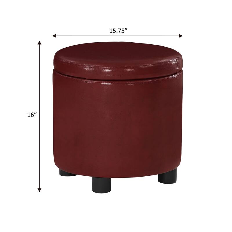 Convenience Concepts Designs4Comfort Round Accent Storage Ottoman with Reversible Tray Lid
