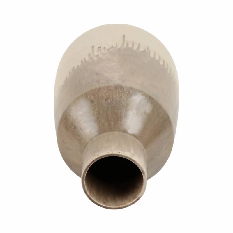 Warm Rustic Ceramic Table Vase for Home Decor, Decorative Flower Vase with Glazed Finish