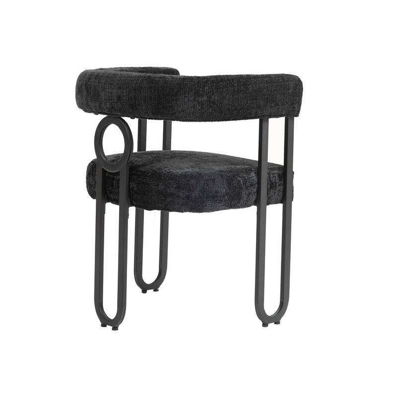 Mid-Century 2-Piece Barrel Side Chairs Dining Chair Armchair with Curved Backrest,Black