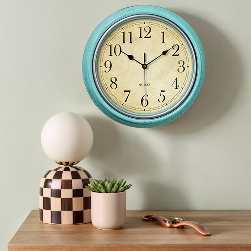 Wall Clocks, Battery Operated Silent Non-Ticking Wall Clock Rustic Style Decorative for Kitchen Living Room Home Office 12 Inch